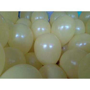 Imagem de 50 Balões de latex 9 polegadas liso Amarelo Citrino para fins de perso