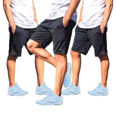 Imagem de KIT 3 Bermudas Treino Dry Fit Shorts Esporte Academia 102 - KS, Preto,