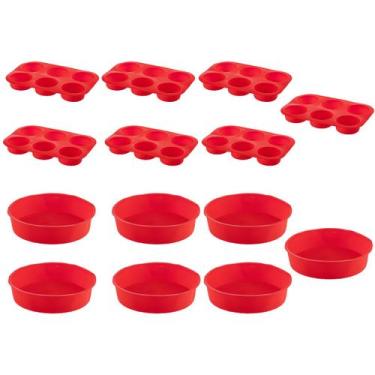 Imagem de Jogo Forma Silicone Cupcake + Forma Redonda Sortida 14Un - QUALITY HOU