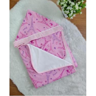 Imagem de Toalha de Banho PARIS ROSA  para Bebê Infantil com Capuz Forrada - Hap