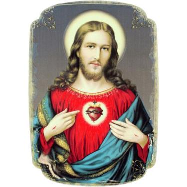 Imagem de Quadro Mesa Natal Coleção Sagrado Coração De Jesus 14x20cm - Genérico