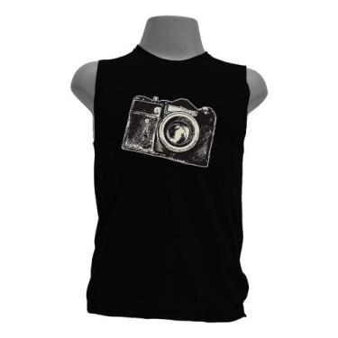Imagem de Camiseta regata masculina - Câmera Fotográfica - DASANTIGAS, Preto, Pr