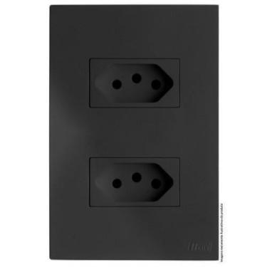 Imagem de Cj Tomada Dupla 10A 4X2 - Recta Home Grafite Satin Fosco - Blux Recta 