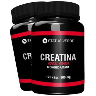 Imagem de 2 Potes Creatina 100% Pura Monohidratada Kit 240 Cáps - Status Verde