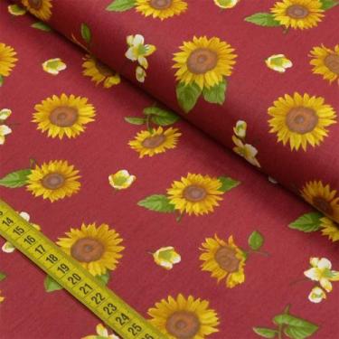 Imagem de Tecido Estampado para Patchwork - Girassóis: Pequeno Fundo Ferrugem (0