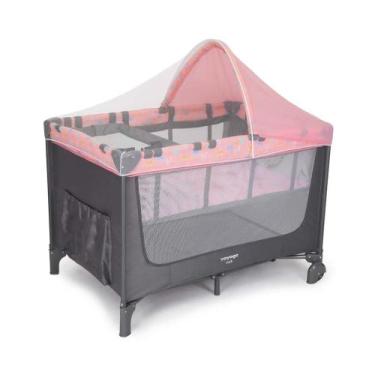 Imagem de Berço Portátil Luck 2 Posições de Altura Mosquiteiro Rosa Boreal Voyag
