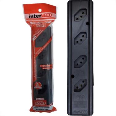 Imagem de Tomada Barra Interneed 2P+T. Preta 20A. Quadrupla - Pro45, Preto