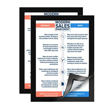 Imagem de Moldura magnética com autoadesivo na parte de trás para parede – Tamanho A4 Letra/papel/arquivo/documento/suporte de pôster, 20,3 x 29,2 cm, Self-adhesive Back, Black - 2 Pcs