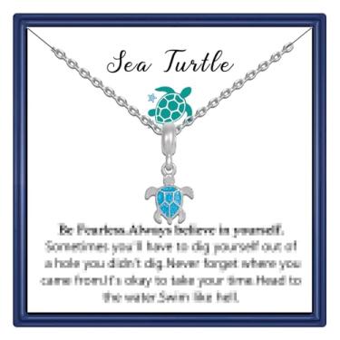 Imagem de MollyQueen Colar de tartaruga, presentes de tartaruga marinha, presentes de tartaruga, objetos de tartaruga, presentes de tartaruga para amantes de tartarugas, presentes inspiradores de tartaruga, Aço