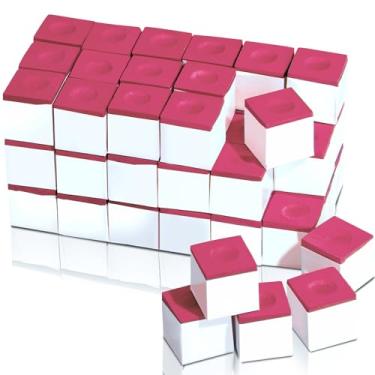 Imagem de Junkin Cubos de giz de bilhar taco de bilhar acessórios de mesa de giz para bares de clubes em casa (vermelho, 48 peças)