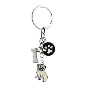 Imagem de Chaveiro para cachorro BBEART, chaveiro para cachorro fofo e bacana com mini chaveiro de metalBBEART About 25mm branco