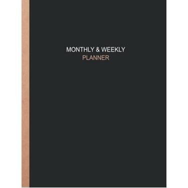 Imagem de Monthly & Weekly Planner: Big Undated Planner, size 8.5 x 11", simple black cover 1 : The planner is designed to fill the margins of the paper to give you enough space to take notes or make plans.