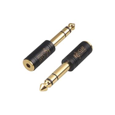 Imagem de Clef Audio Labs Adaptador de fone de ouvido estéreo TRS com conectores de áudio banhados a ouro fêmea de 6,35 mm 1/10.2 cm para alto-falantes, piano digital e guitarras, transferência de sinal ideal