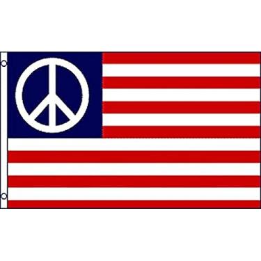 Imagem de AZ FLAG - Bandeira padrão Peace USA 3' x 5' - bandeiras americanas pacíficas 90 x 150 cm - Banner 3x1,5 m - Drapeau Etats-Unis Paix padrão