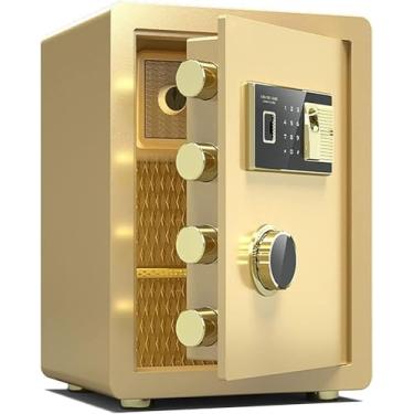 Imagem de SAFESafe Box, cofre biométrico para casa, cofre de segurança de impressão digital com teclado digital, cofre anti-roubo com armário interno privado para hotel de escritório em casa, ouro