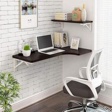 Imagem de Mesa de canto dobrável para computador, mesa de estudo de madeira montada na parede, mesa lateral de suporte duplo, mesa de cavalete de cozinha, preta, 120 x 70 x 50 cm