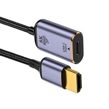 Imagem de NFHK Cabo USB-C tipo C fêmea para pia HDMI HDTV 8K @60hz 4K @120hz para tablet, telefone, laptop