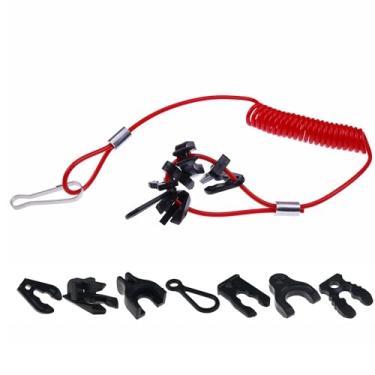 Imagem de Holdia Interruptor universal de segurança Kill Stop com 7 chaves e cordão compatível com motores de popa Johnson Evinrude Mercury Yamaha Suzuki Tohatsu e Honda Boat Motor