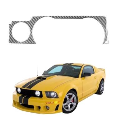Imagem de IKUESM Compatível com Acessórios Ford Mustang 2005-2009 S197 GT Adesivos de fibra de carbono Velocímetro de carro Painel surround Painel de acabamento interno Moldura de cobertura(BLACK B)