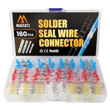 Imagem de MADCATZ Conectores de extremidade termorretrátil de vedação de solda de 160 peças, kit de conectores de fio à prova d'água, terminais elétricos, conector de emenda isolado sem solda para caminhão