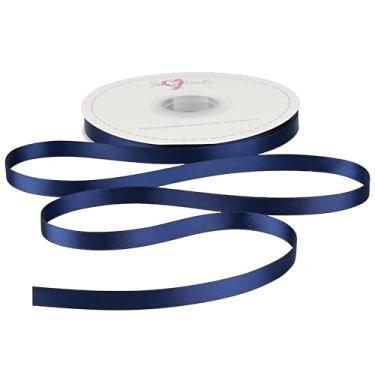 Imagem de MAYREEL Fita de cetim dupla face azul marinho fina 9,5 cm (3/20.3 cm) 50 jardas para embrulho de presente, buquês florais, convites, laços, artesanato, festa, decoração de casamento, costura