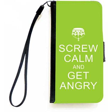 Imagem de Rikki Knight Capa carteira flip Screw Calm and Get Angry Lime verde limão com aba magnética para Apple iPhone 5c