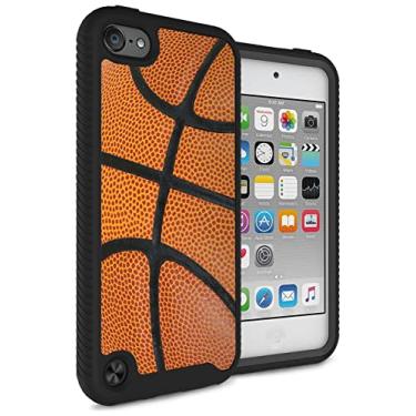Imagem de MYTURTLE Capa para iPod Touch 7ª 6ª 5ª geração, híbrida, resistente à prova de choque, antiderrapante, superfície texturizada de toque 3D realista, série de fãs de esportes, basquete