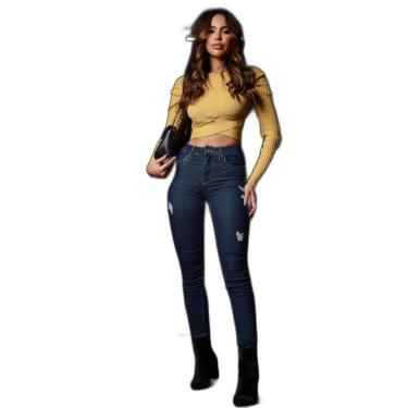 Imagem de CALÇA JEANS SKINNY FEMININA CINTURA MÉDIA EXTREME POWER DESTROYED 22654-Feminino