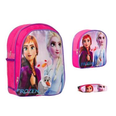 Imagem de Kit Bolsa Mochila Escolar Feminina Frozen Grande Passeio - TOYS 2U