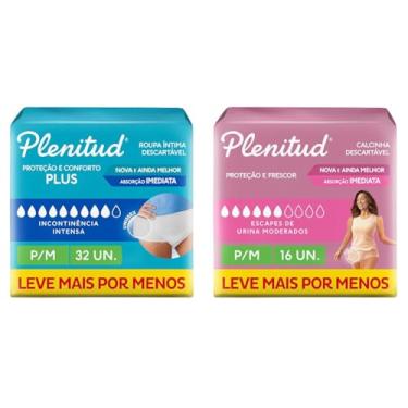 Imagem de Kit Plenitud Protect Plus Roupa Íntima P/M 32 Unidades + Active Mulher P/M 16 Unidades