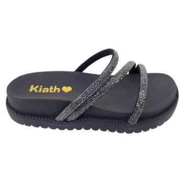 Imagem de Papete Birken Sandália Feminina Strass Brilho Anatômica Brilhante Nude Presente Natal Amigo Secreto Flat Slide - Linha Premium (Preto, BR, Adulto, Numérico, 39)
