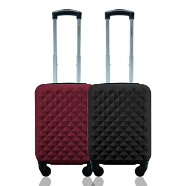 Imagem de Conjunto de 2 Malas de Bordo Rígidas ABS, Tamanho PP, Infantil, Compatível ANAC, com Cadeado e Rodas 360°, de 8kg, D1PPC2 (Preto/Cereja)