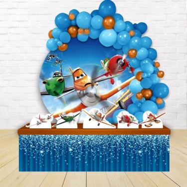 Imagem de kit festa painel redondoDecoração Aviões 1,50 Diâmetro - IMPAKTO VISUA