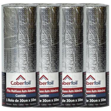 Imagem de Kit 4 Mantas Asfáltica Adesiva Multiuso Metalizada 60cmx10m Auto Colante Vedação para Telhados Calhas Rufos Alta Resistência e Durabilidade Vazamentos Vedação Refletiva Aluminizada Rolo Fita