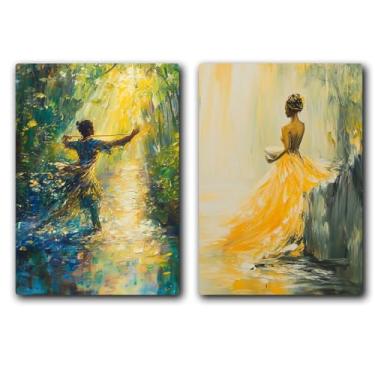 Imagem de Kit 2 Quadros Decorativos Logunedé e Oxum – Umbanda - Candomblé - Decoração Orixá (28x20cm)