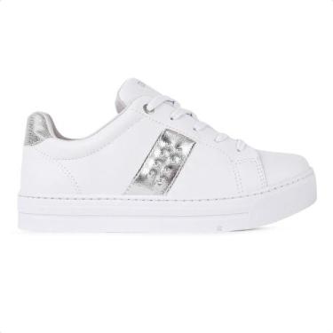 Imagem de Tênis Ramarim Casual Detalhe Enfeite Feminino, Branco, Prata, 35