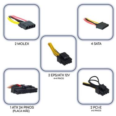 Imagem de Fonte 600W ATX Duex DX 600WFSE+, Bivolt Automático, 80 Plus Bronze, PF