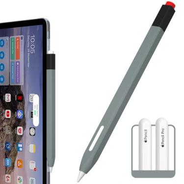 Imagem de AZF Estojo compatível com Apple Pencil 2ª geração, capa de caneta de duas cores combinando, conforto de silicone, compatível com carregamento magnético e clique duplo (cinza)