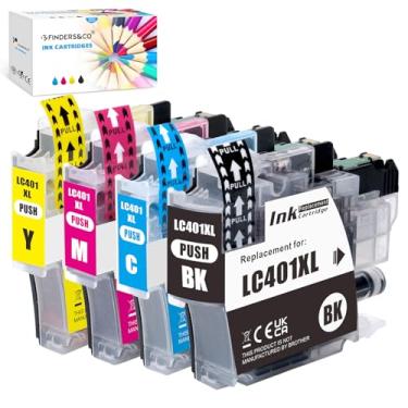 Imagem de Cartuchos de tinta LC401XL de substituição para impressora Brother LC 401XL LC-401 com impressora Brother MFC-J1010DW MFC-J1012DW MFC-J1170DW (1BK, 1C, 1M, 1Y)