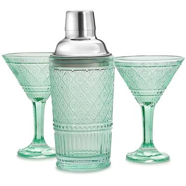 Imagem de Godinger Conjunto de coqueteleira e copos de martini, conjunto de presente, coqueteleira e 2 copos de coquetel, decoração vintage, coleção Claro, verde