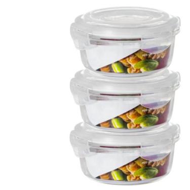 Imagem de Jogo com 3 Potes Vidro Hermético Mantimentos Marmita 400ml - PRATICASA