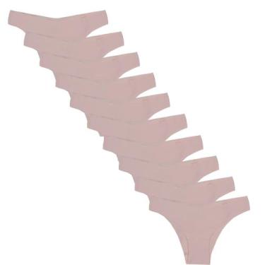 Imagem de  Kit 10 Calcinhas Fio Dental Sem Costura Poliamida Huxter , Bege, M