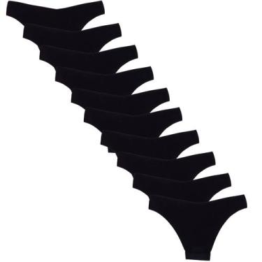 Imagem de  Kit 10 Calcinhas Fio Dental Sem Costura Poliamida Huxter Preto, G