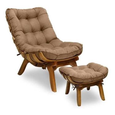 Imagem de Poltrona Decorativa Mais Puff Costela Base De Madeira Belo Tok - Suede