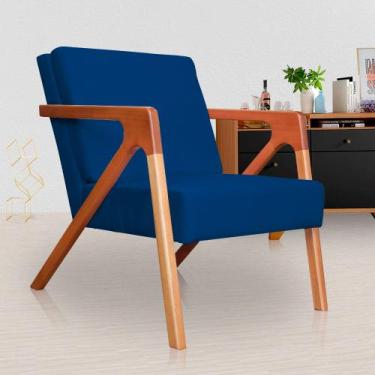 Imagem de Poltrona  Decorativa monalisa belo tok - Suede Azul Marinho