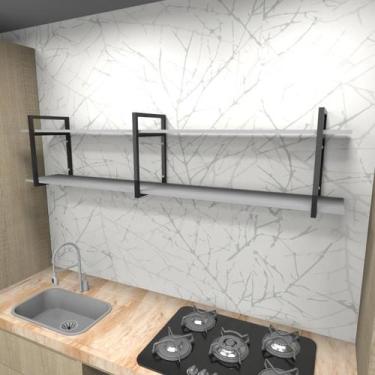 Imagem de Prateleira industrial cozinha aço cor preto 180x30x40cm (C)x(L)x(A) co