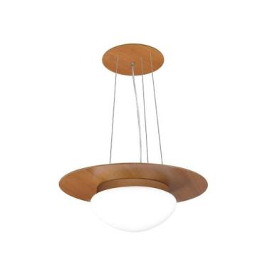 Imagem de Pendente de Madeira Saturno Vidro Oval 45 cm Freijó/Ouro Velho - Madel