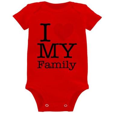 Imagem de Body Bebê I Love My Family - Foca na Moda, Vermelho, G