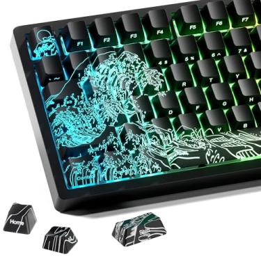Imagem de HITIME XVX Kanagawa Teclas 60 75 100 por cento - Brilho através de teclas com tecnologia IMD, para teclados mecânicos, conjunto completo de 118 teclas, perfil OEM, linhas retroiluminadas, impressão
