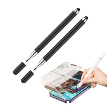 Imagem de KIT com 2 Caneta Stylus Touch Screen Universal 2 em 1 – Para Smartphones, Tablets, Ipad, Iphone, Telas Touchscreen Compatível com iOS e Android - PRETO